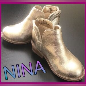 💜NINA GIRLS GOLD ANKLE BOOTIES -Sz 7T